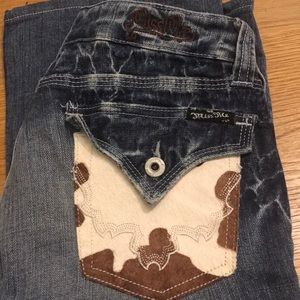 Miss me jeans with cow character!  Flare leg 26”